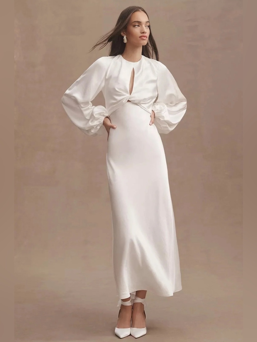 Anthropologie Significant Other Demi Long Sleeve Open-Back Midi Dress Size 8